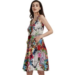 Valentine s Day Heart Artistic Psychedelic Sleeveless V-neck Skater Dress With Pockets