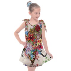 Valentine s Day Heart Artistic Psychedelic Kids  Tie Up Tunic Dress by Modalart