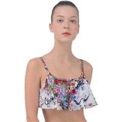 Valentine s Day Heart Artistic Psychedelic Frill Bikini Top by Modalart