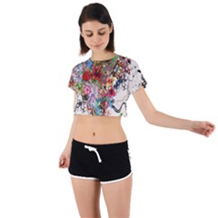 Valentine s Day Heart Artistic Psychedelic Tie Back Short Sleeve Crop T-shirt