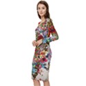 Valentine s Day Heart Artistic Psychedelic Long Sleeve V-Neck Bodycon Dress  View2