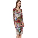 Valentine s Day Heart Artistic Psychedelic Long Sleeve V-Neck Bodycon Dress  View3