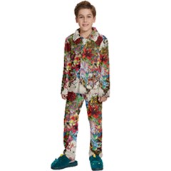 Valentine s Day Heart Artistic Psychedelic Kids  Long Sleeve Velvet Pajamas Set