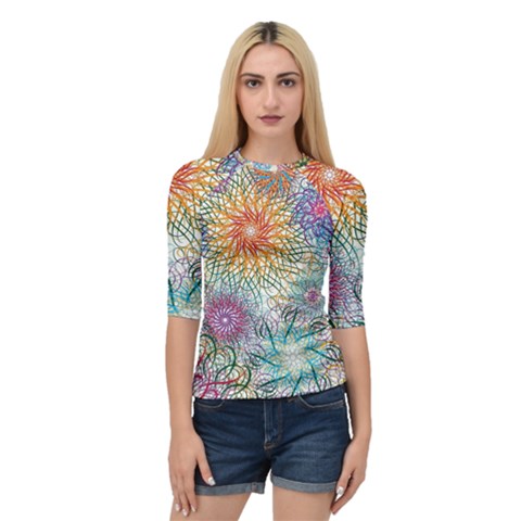 Psychedelic Flowers Yellow Abstract Psicodelia Quarter Sleeve Raglan T-shirt by Modalart