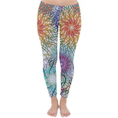 Psychedelic Flowers Yellow Abstract Psicodelia Classic Winter Leggings by Modalart