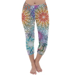 Psychedelic Flowers Yellow Abstract Psicodelia Capri Winter Leggings  by Modalart