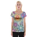 Psychedelic Flowers Yellow Abstract Psicodelia Cap Sleeve Top View1