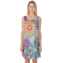 Psychedelic Flowers Yellow Abstract Psicodelia Sleeveless Satin Nightdress View1