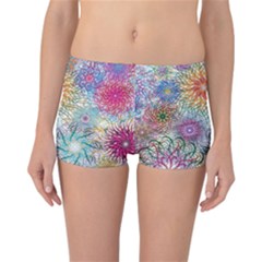 Psychedelic Flowers Yellow Abstract Psicodelia Reversible Boyleg Bikini Bottoms by Modalart