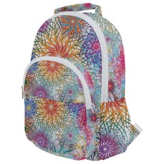 Psychedelic Flowers Yellow Abstract Psicodelia Rounded Multi Pocket Backpack