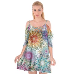 Psychedelic Flowers Yellow Abstract Psicodelia Cutout Spaghetti Strap Chiffon Dress