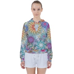 Psychedelic Flowers Yellow Abstract Psicodelia Women s Tie Up Sweat