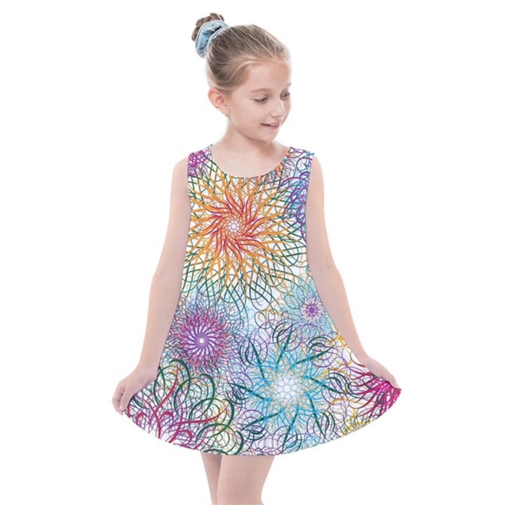 Psychedelic Flowers Yellow Abstract Psicodelia Kids  Summer Dress