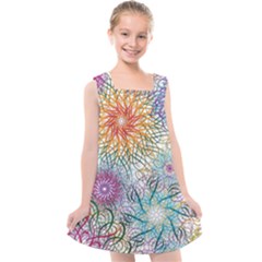 Psychedelic Flowers Yellow Abstract Psicodelia Kids  Cross Back Dress