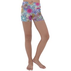 Psychedelic Flowers Yellow Abstract Psicodelia Kids  Lightweight Velour Yoga Shorts