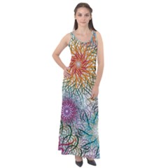 Psychedelic Flowers Yellow Abstract Psicodelia Sleeveless Velour Maxi Dress