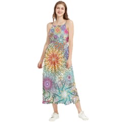 Psychedelic Flowers Yellow Abstract Psicodelia Boho Sleeveless Summer Dress by Modalart