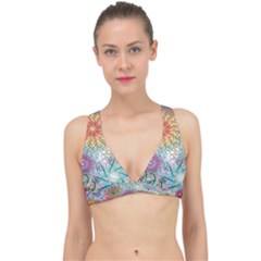 Psychedelic Flowers Yellow Abstract Psicodelia Classic Banded Bikini Top by Modalart