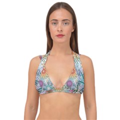 Psychedelic Flowers Yellow Abstract Psicodelia Double Strap Halter Bikini Top