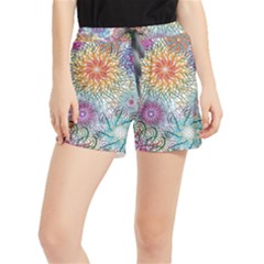 Psychedelic Flowers Yellow Abstract Psicodelia Women s Runner Shorts by Modalart