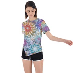 Psychedelic Flowers Yellow Abstract Psicodelia Asymmetrical Short Sleeve Sports T-shirt