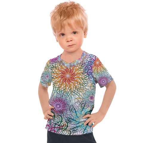 Psychedelic Flowers Yellow Abstract Psicodelia Kids  Sports T-shirt by Modalart