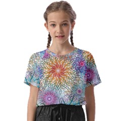 Psychedelic Flowers Yellow Abstract Psicodelia Kids  Basic T-shirt by Modalart