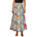 Psychedelic Flowers Yellow Abstract Psicodelia Tiered Ruffle Maxi Skirt View1