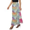 Psychedelic Flowers Yellow Abstract Psicodelia Tiered Ruffle Maxi Skirt View2