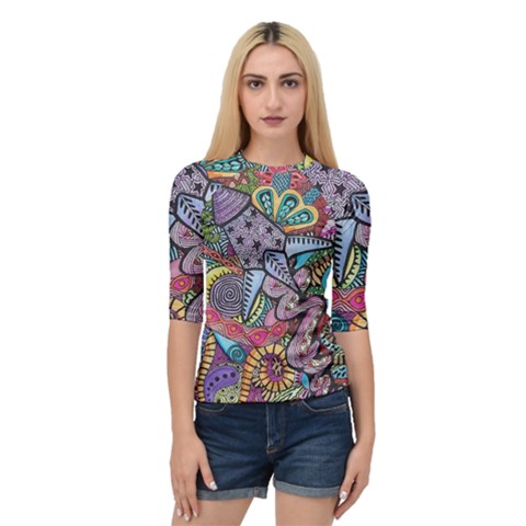 Psychedelic Flower Red Colors Yellow Abstract Psicodelia Quarter Sleeve Raglan T-shirt by Modalart