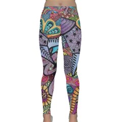 Psychedelic Flower Red Colors Yellow Abstract Psicodelia Classic Yoga Leggings by Modalart