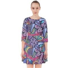 Psychedelic Flower Red Colors Yellow Abstract Psicodelia Smock Dress by Modalart