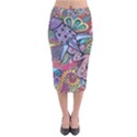 Psychedelic Flower Red Colors Yellow Abstract Psicodelia Velvet Midi Pencil Skirt View1