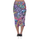 Psychedelic Flower Red Colors Yellow Abstract Psicodelia Velvet Midi Pencil Skirt View2