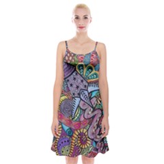 Psychedelic Flower Red Colors Yellow Abstract Psicodelia Spaghetti Strap Velvet Dress