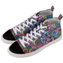 Psychedelic Flower Red Colors Yellow Abstract Psicodelia Men s Mid-Top Canvas Sneakers View2