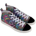 Psychedelic Flower Red Colors Yellow Abstract Psicodelia Men s Mid-Top Canvas Sneakers View3