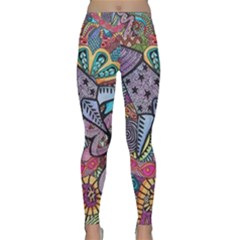 Psychedelic Flower Red Colors Yellow Abstract Psicodelia Lightweight Velour Classic Yoga Leggings by Modalart