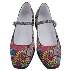 Psychedelic Flower Red Colors Yellow Abstract Psicodelia Women s Mary Jane Shoes