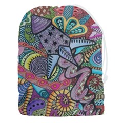 Psychedelic Flower Red Colors Yellow Abstract Psicodelia Drawstring Pouch (3xl) by Modalart