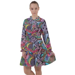 Psychedelic Flower Red Colors Yellow Abstract Psicodelia All Frills Chiffon Dress by Modalart