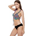 Psychedelic Flower Red Colors Yellow Abstract Psicodelia Low Cut Ruffle Edge Bikini Top View2