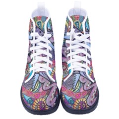 Psychedelic Flower Red Colors Yellow Abstract Psicodelia Kid s High-top Canvas Sneakers