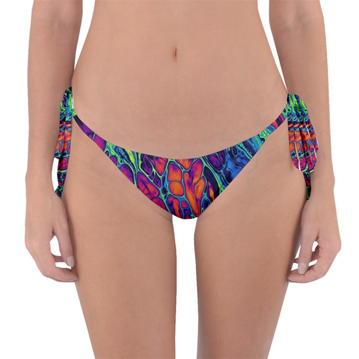 Color Colorful Geoglyser Abstract Holographic Reversible Bikini Bottoms