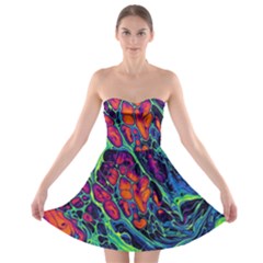 Color Colorful Geoglyser Abstract Holographic Strapless Bra Top Dress by Modalart