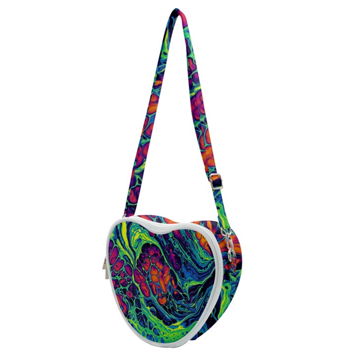 Color Colorful Geoglyser Abstract Holographic Heart Shoulder Bag