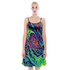 Color Colorful Geoglyser Abstract Holographic Spaghetti Strap Velvet Dress by Modalart