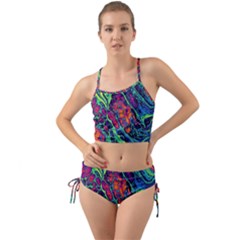 Color Colorful Geoglyser Abstract Holographic Mini Tank Bikini Set by Modalart