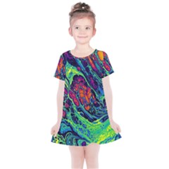 Color Colorful Geoglyser Abstract Holographic Kids  Simple Cotton Dress by Modalart