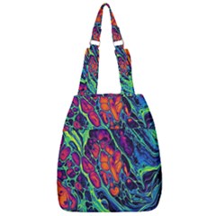 Color Colorful Geoglyser Abstract Holographic Center Zip Backpack by Modalart